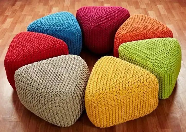 knitted rope pouf