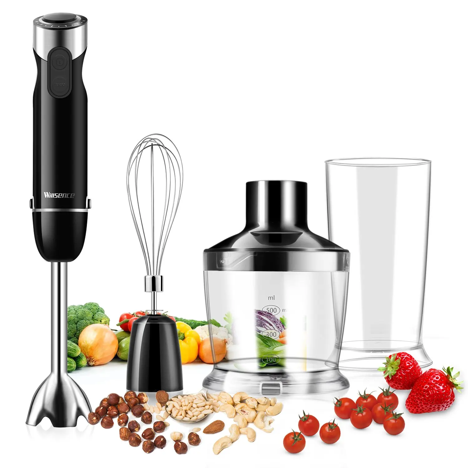 Buy Caynel 6-in-1 500W Immersion Hand Blender Set, 8 Variable Speeds ...