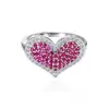 Sterling Silver Heart Halo White Topaz & Ruby Burma Gemstone Engagement Ring