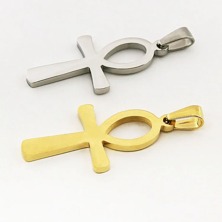 

Gold plated Egyptian ankh life key cross charm pendant