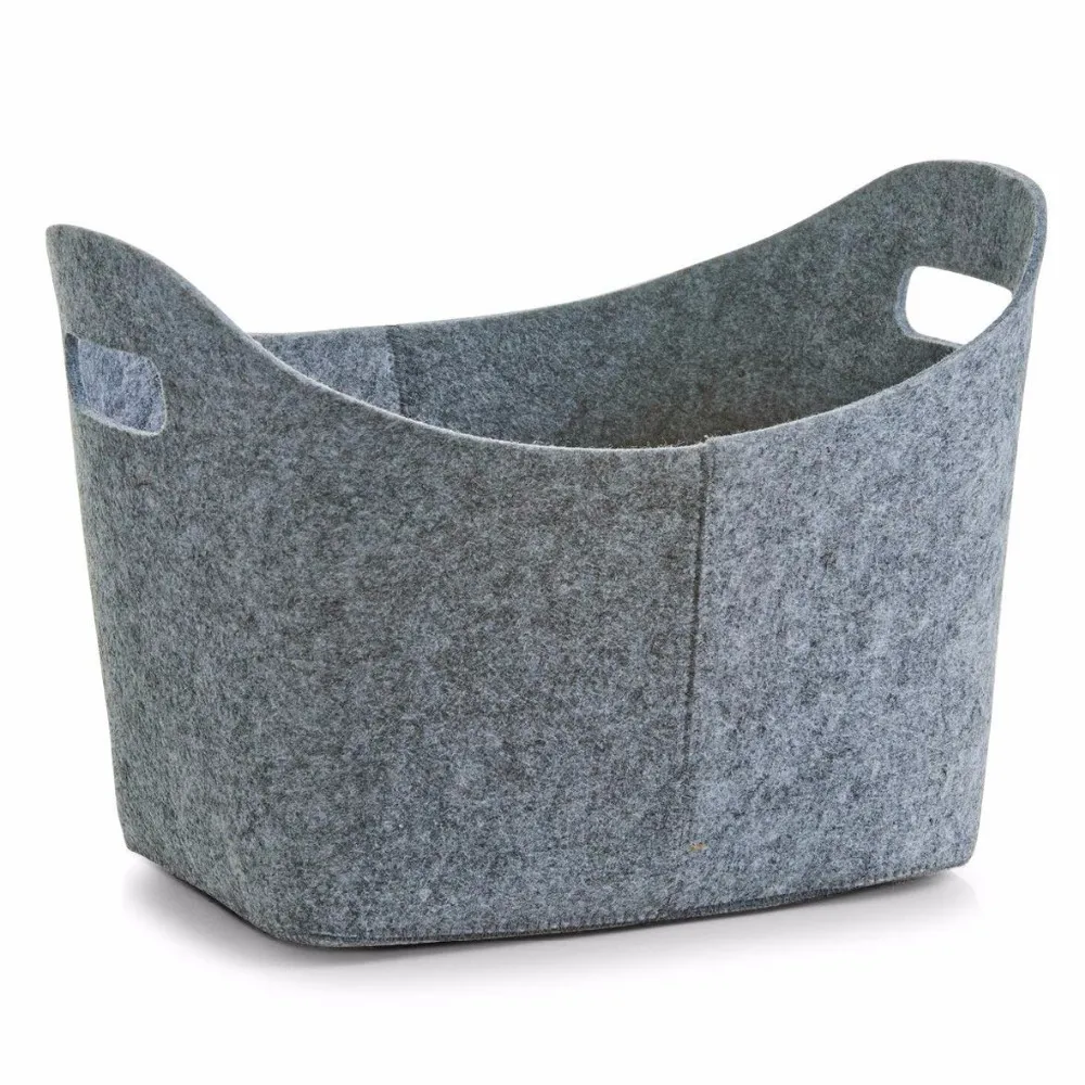 Collapsible Storage Basket Bins Grey Square Woven Felt Storage Basket