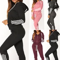 

Patchwork Zipper Drawstring 2 Two Piece Set Top And Pants Elastic Tracksuit Women Hoodies 2019 Sportswear Sweat Suit