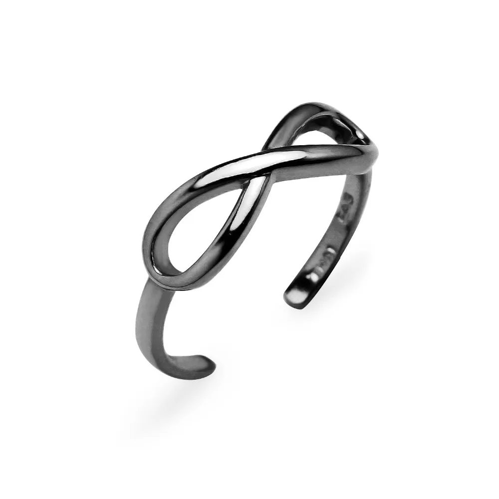 
Black Sterling Silver Infinity Adjustable Toe Ring 
