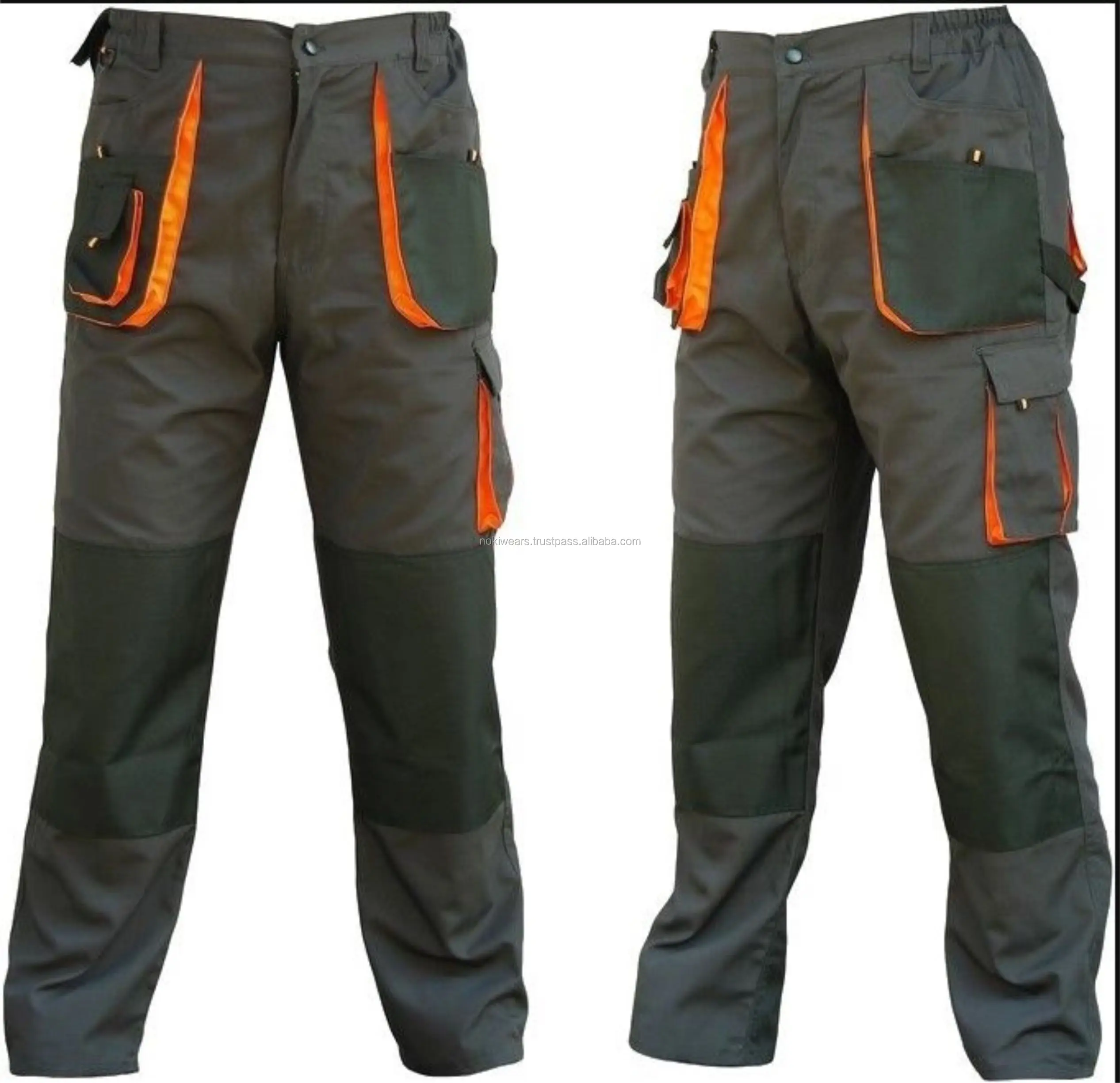 Combat Style Work Trousers Heavy Duty Knee Pad Cargo Multi Orange Pockets BELT 