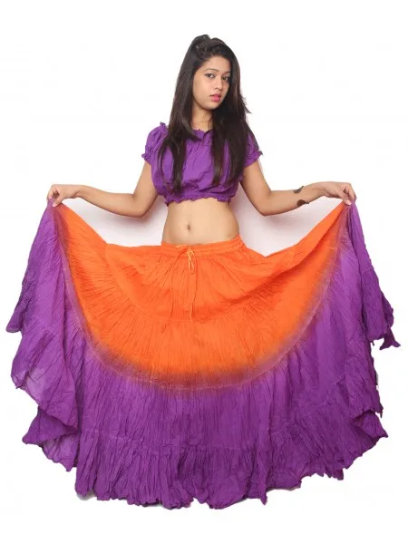 Mix Cotton TIE & Dye Gypsy Skirt 25 Yard 4 Tiered Designer Belly Dance NEW 