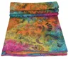 Indian handmade cotton tie-dye multi color floral kantha work bedspread quilt blanket bedding