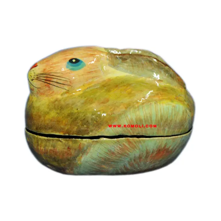 Hand Painted Paper Mache Animal Shaped Keepsake Easter Egg Box Gift