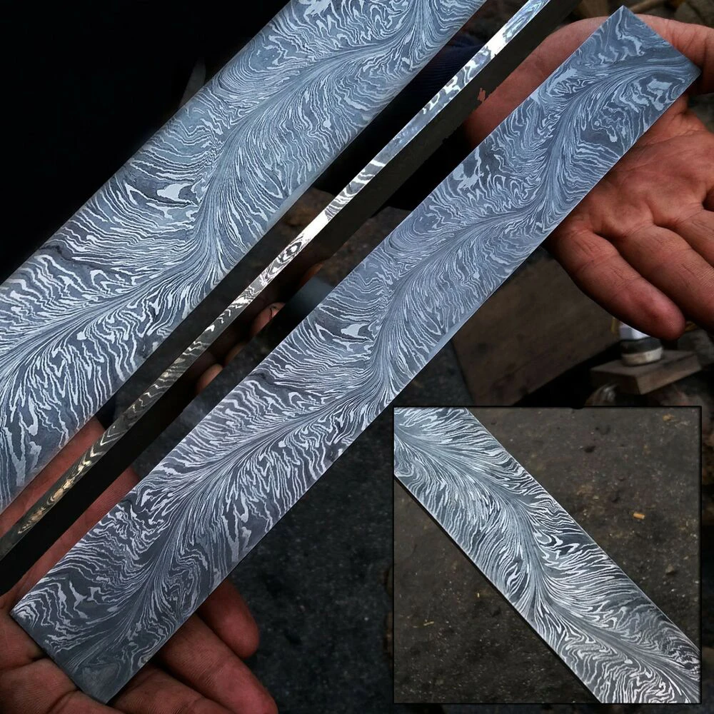 
Handmade Damascus Steel Billets Snake Feather Pattern for Knives Making 