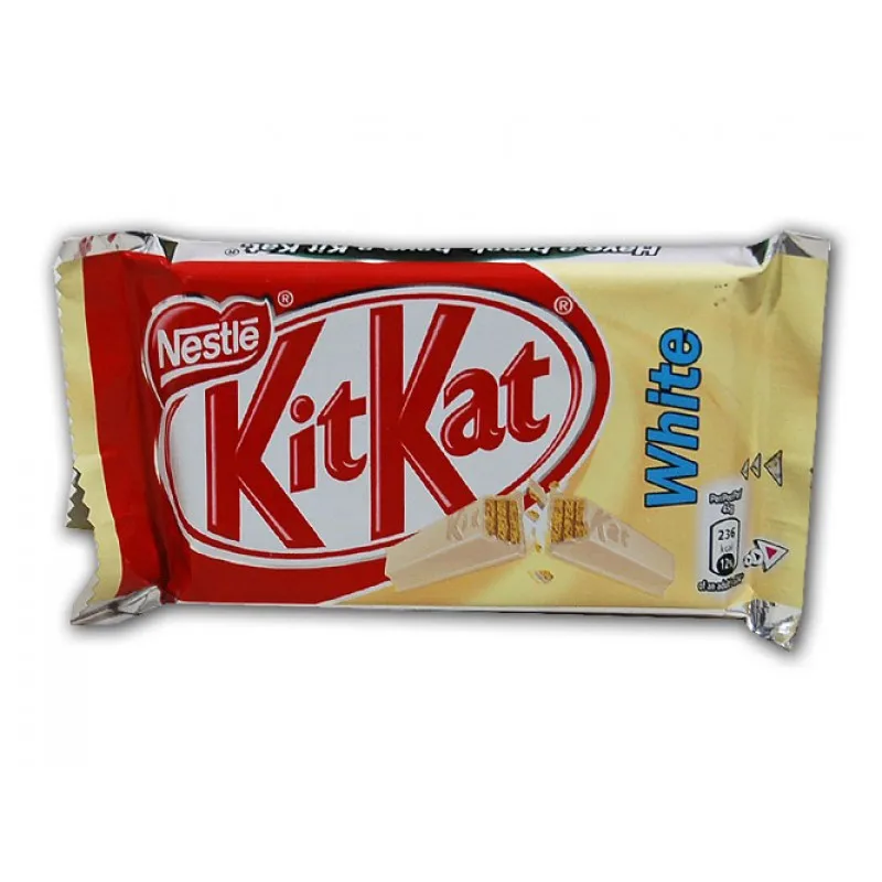 Реклама оригинального белого kitkat с изображением белой зебры