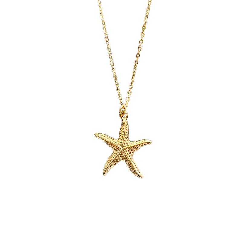 

Simple Ocean Sea Beach Jewelry for women men Gold-plated alloy starfish pendant necklace