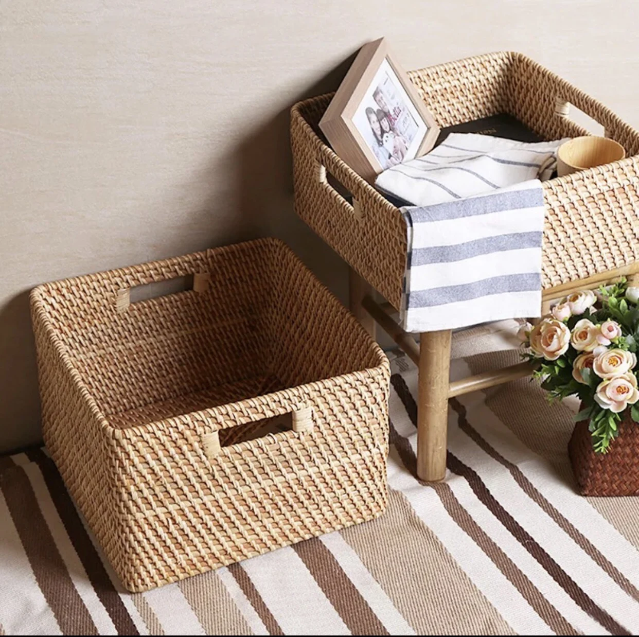 Set Of Rattan Hamper Laundry Basket Buy Hamper Basket,Laundry Basket