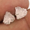 Claw Setting Stud Earrings 925 Sterling Silver Natural ROSE QUARTZ Rough Gemstones Latest Fashion Earrings
