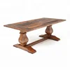 Industrial & vintage solid distressed old wood pedestal design dining table