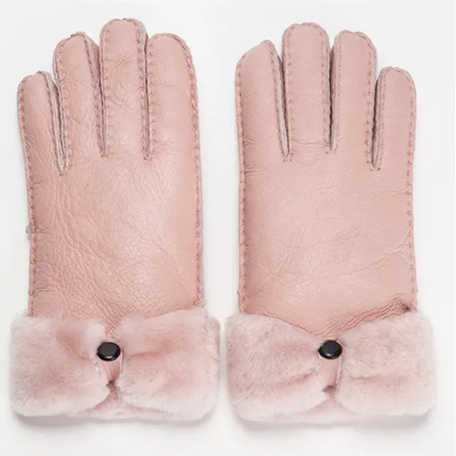 pink sheepskin gloves