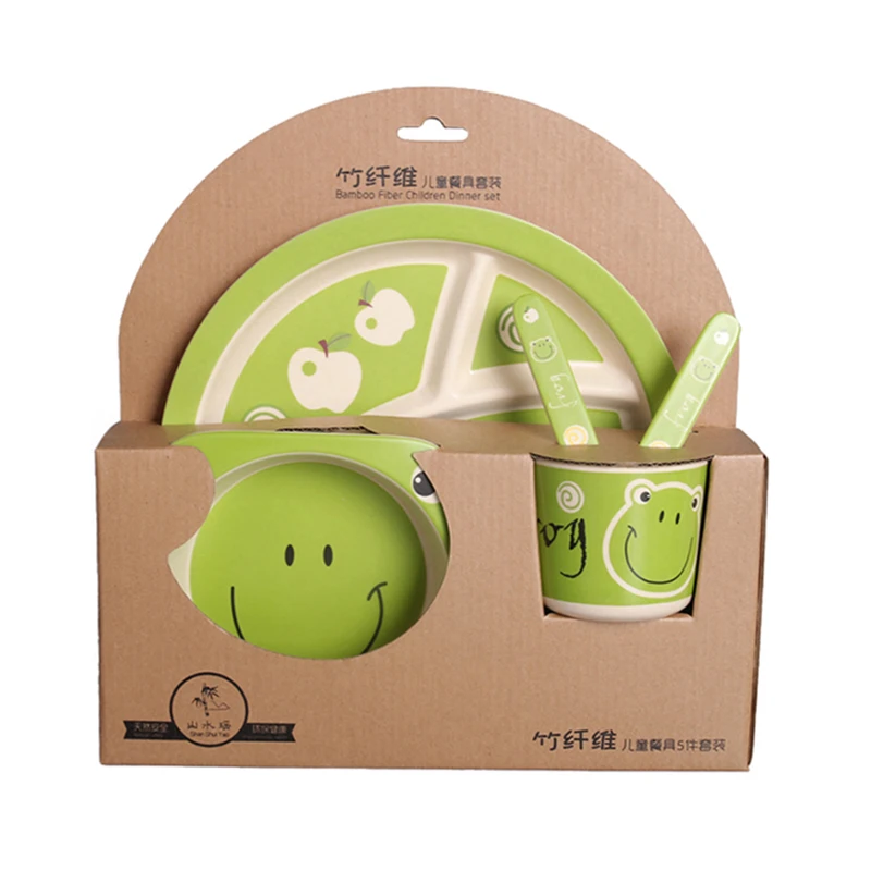 

5PCs animal tableware bamboo fiber child children dinner set kids dinnerware set, N/a
