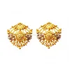Fine Jewelry 22 Kt Solid Yellow Real Gold Elegant Two Tone Stud Women'S Earrings Handmade