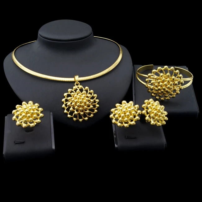 24k Gold Dubai Jewelry Sets For Women Costume New Gold Chain Design