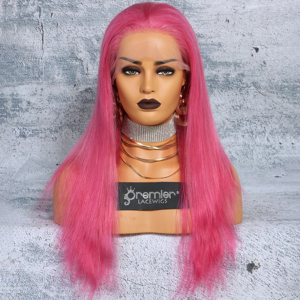 

PREMIER Factory BEST Selling Free Shipping Top Quality 100% Remy Virgin Hair Pink Human Hair full Lace Wig