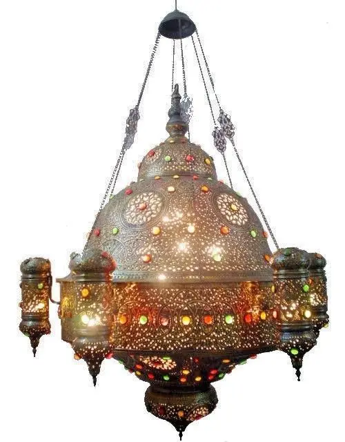 Br235 Antique Reproduction Large Huge Turkish Arabic Style Pendant Light Fixture Incandescent Fixtures Perforated Metal Br235 Antique Reproduction Large Huge Turkish Arabic Style Pendant Light Fixture Incandescent Fixtures Perforated Metal