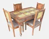 BRASS WORK RECTANGULAR DINING TABLE SET WITH 4 MATCHING CHAIRS