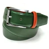 Split Pattern Orange, Green Color Genuine Leather Belt for Men
