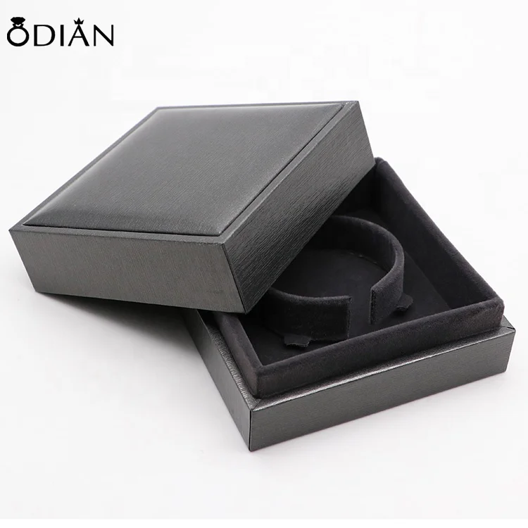 

High quality dark grey PU leather bracelet box accept quantity with customized logo jewelry storage display packaging gift box, Black,brown