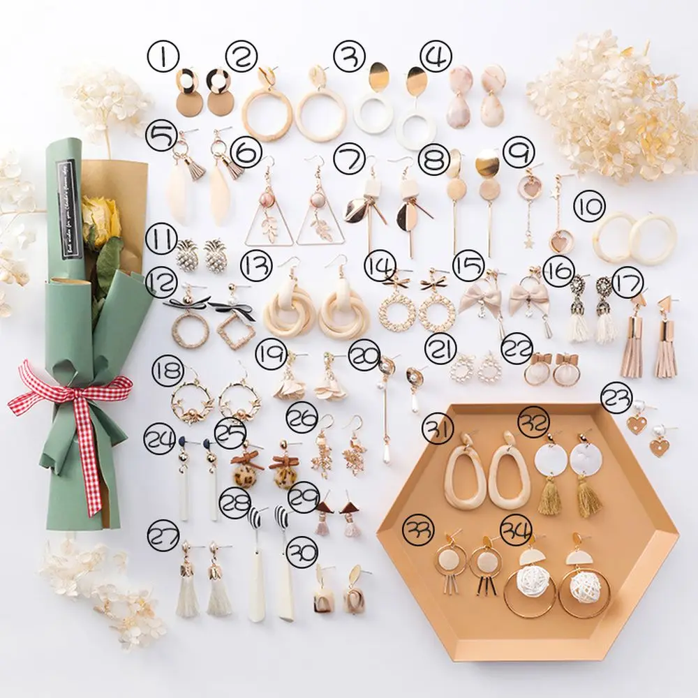 Korean Jewelry Sweet Cold Earrings Apricot Temperament Long Personality Tassel Earrings  Fashion Earrings 2019