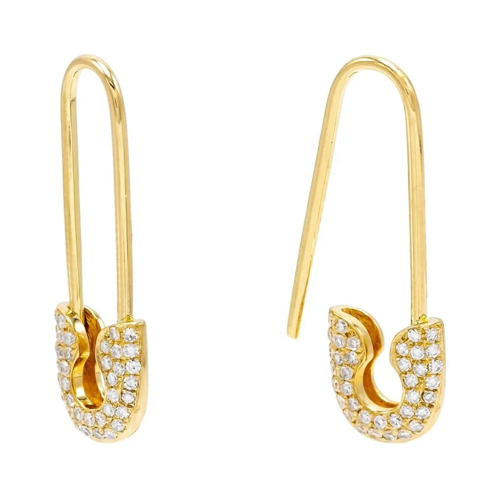 

Korean Micro Pave Jewelry 925 Sterling Silver Model Safety Pin Earring