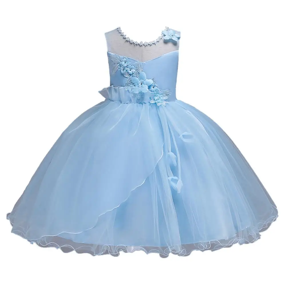 

New design kids princess wedding dress flowers party full dress formal girls dress
