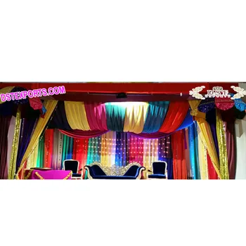 Colorful Mehndi Theme Decoration With Umbrellas Wedding Stages