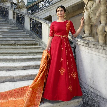 long dress with banarasi dupatta