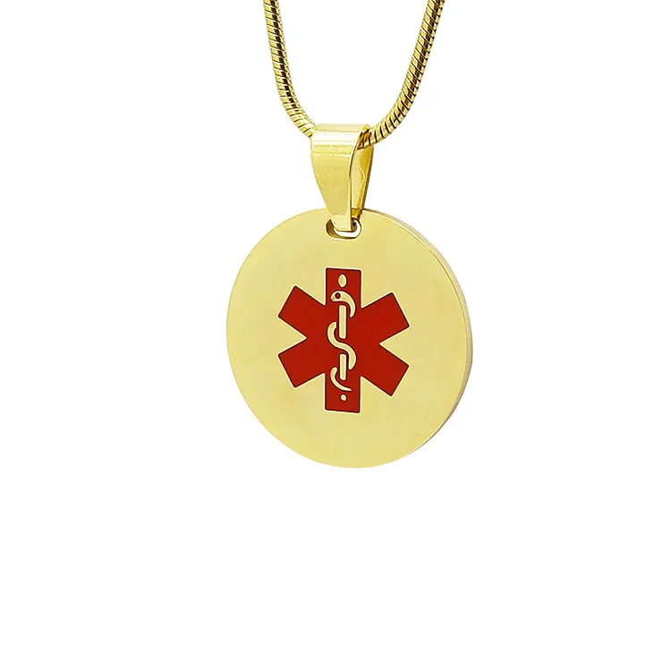 

Free sample gold plated jewelry round custom engraved necklace