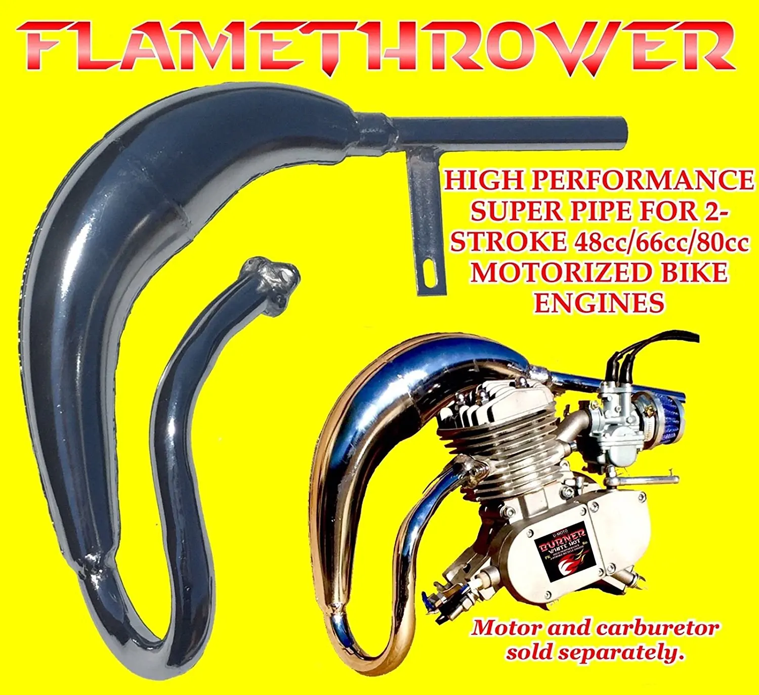 HIGH PERFORMANCE EXHAUST FOR DIY 2-STROKE 66CC/80CC COMPLETE MOTORIZED BIKE KITS