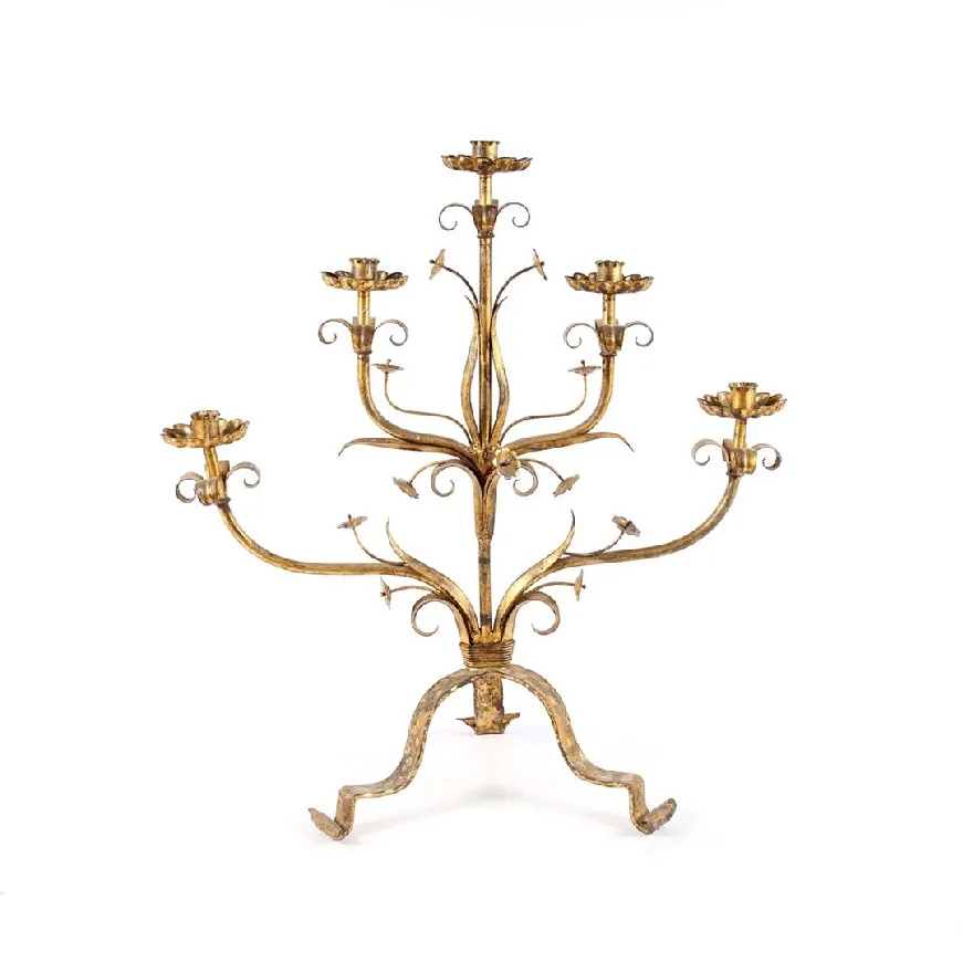 Ornate Gold Plated Candelabra Centerpiece And Vintage Gold Candelabra