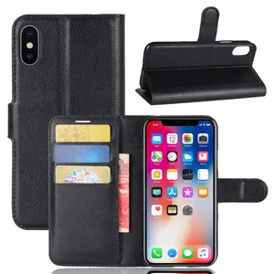 mobile phone accesory For iPhone X Flip cover leather stand case