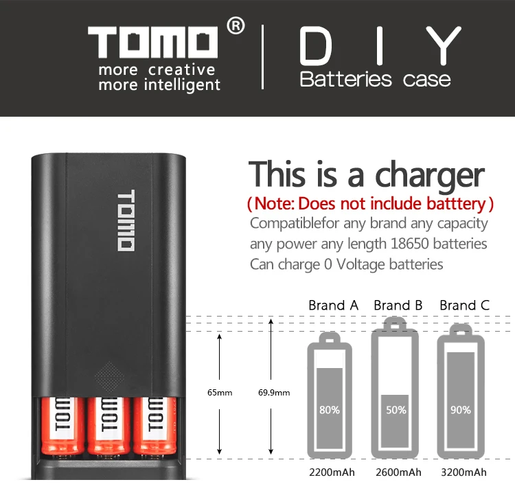 Diy Portable Battery Case 18650 Battery Charger Cell Phone/18650 Liion
