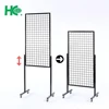 Black metal adjustable grid panel display stand with t base for supermarket