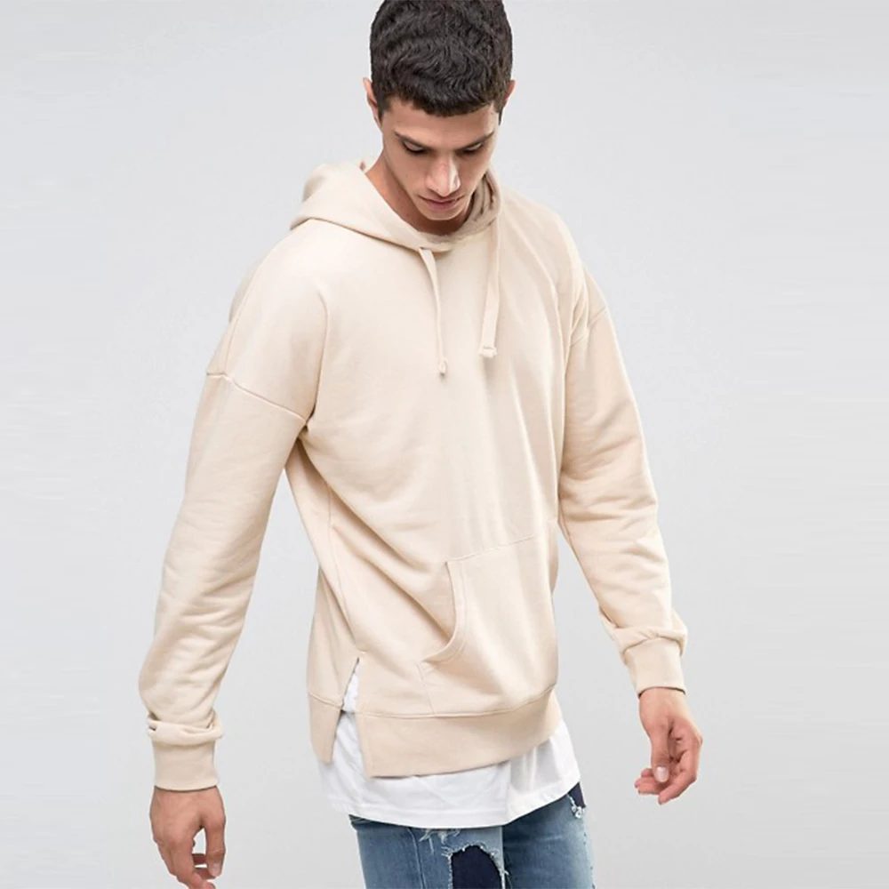 

apparel manufacturers men spring fashion oversized layered side slits men hooded sweatshirt, N/a