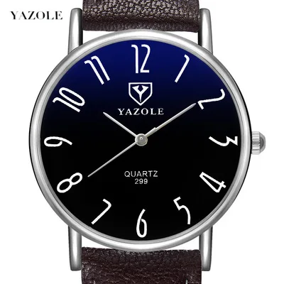 

2018 Amazon Hot YAZOLE Brand 299 Business Watches Fashion Genuine Leather Quartz Watch Men Casual Wristwatch