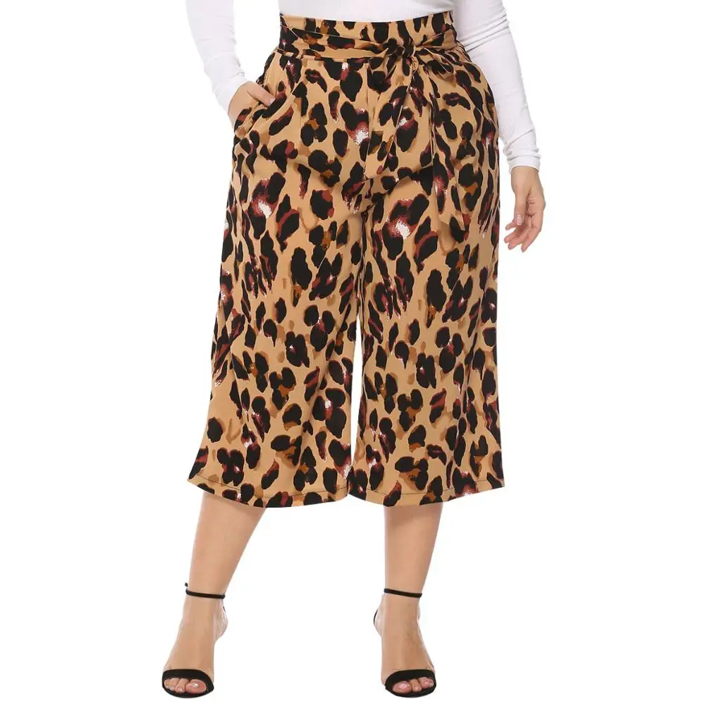 

Ready to ship new design plus size women pants sexy leopard print OEM ODM Wholesale women loose pants for fat women, N/a