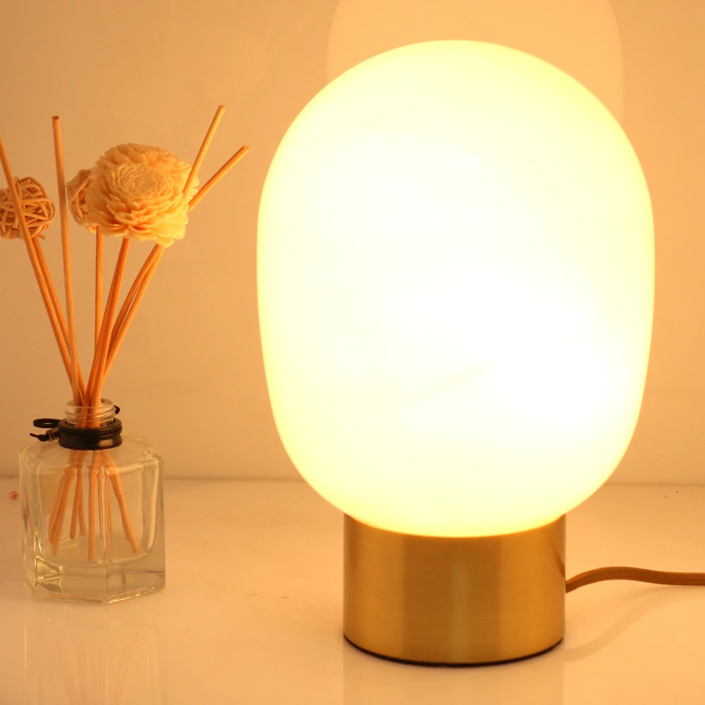 glass lampshade gold table light touch dimmable desk lamp
