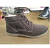 BLACK SUEDE LEATHER LACE-UP CASUAL STYLISH DERBY ANKLE BOOTS SAN CRISPINO CONSTRUCTION- DESERT BOOT FOR MEN'S ON TPR SOLE