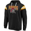 PIH-1937 Men's Fanatics Custom Black True Classics Striped Fleece Pullover Hoodie