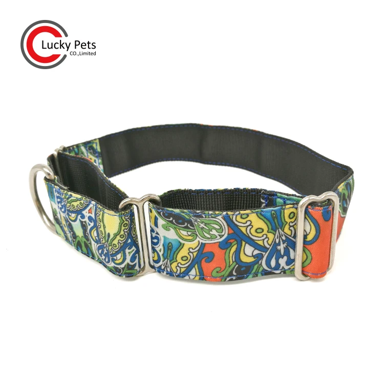 Custom Personalized Greyhound Collar Wide Floral Dog Collar Martingale