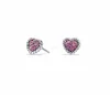 Rhodium Plated Pink CZ Heart Shape Twisted Stud Earring, Timepieces, Jewelry, Eyewear