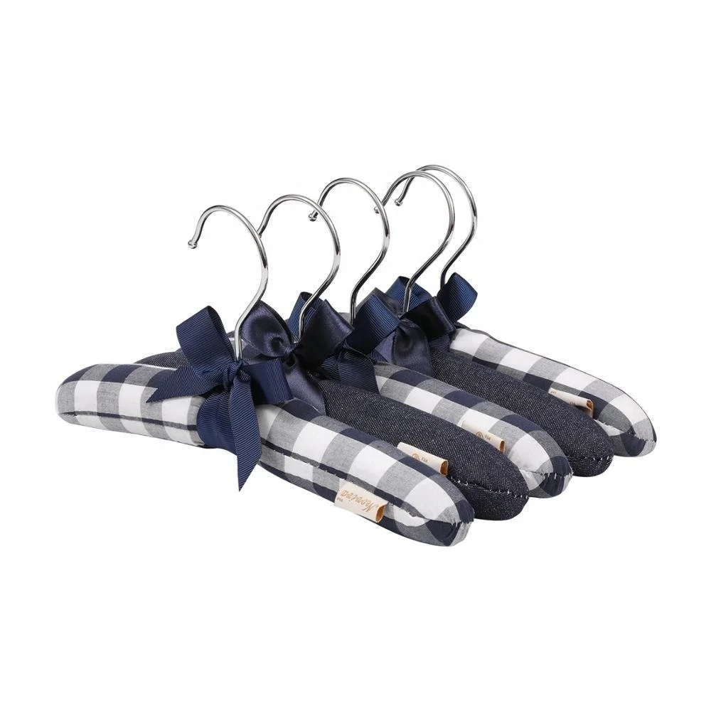 

LAVINIA Checked Navy Small Hangers for Infant Clothing Baby Clothes Sponge Hangers, Any color