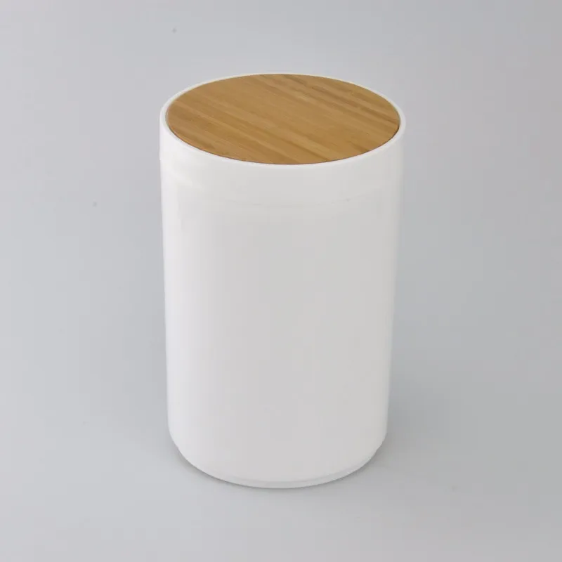 Small Size Acrylic White Color Bin Waste With Bamboo Lid Buy Small
