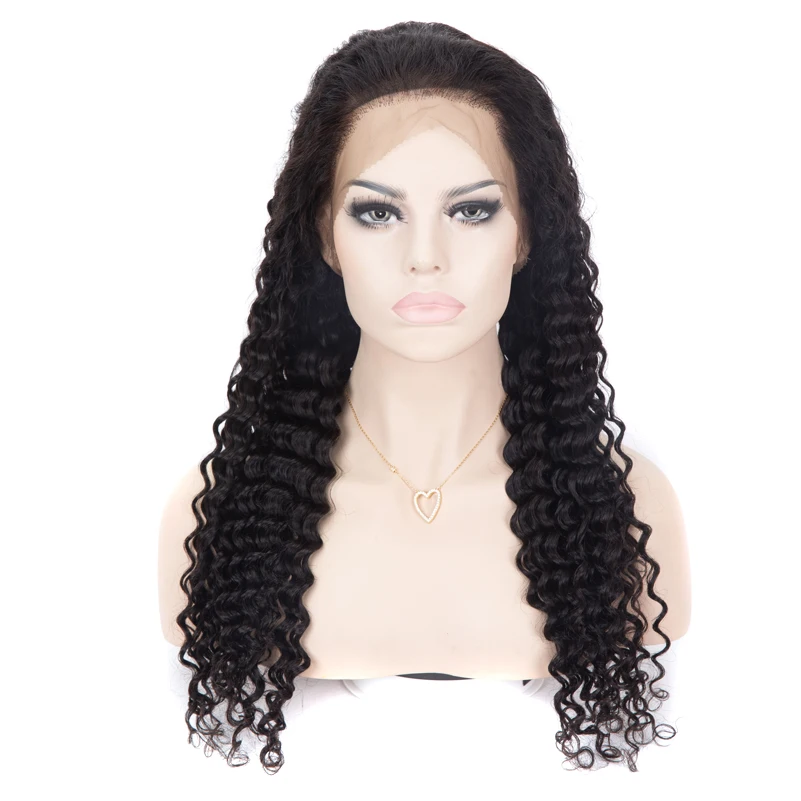

Deep curl 360 lace wigs 150% density natural color dyeable full wig 100% human Peruvian hair no tangle no shedding