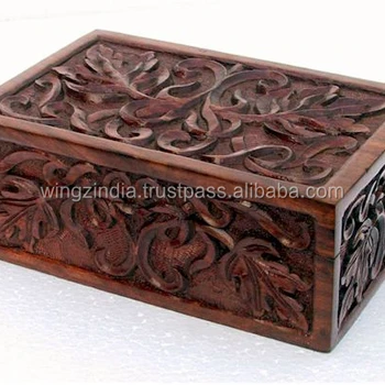 Hot Hand Carved Wooden Jewellery Box 