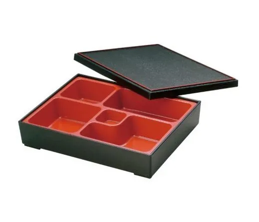 

Melamine Red and Black Lunch Bento Box set 5 Compartments bento box for Restaurant, Customized